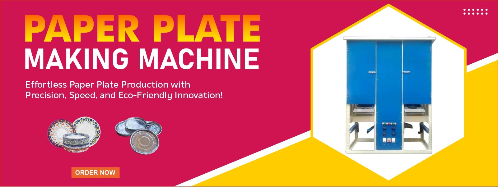 Technician performing maintenance on a paper plate making machine